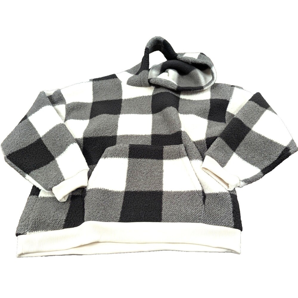 American Eagle Sherpa Hoodie Buffalo Plaid Womens L Check TeddyJacket Sweatshirt
